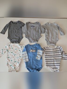 3-6 Months Long-Sleeve Baby One-Piece Bodysuit Set Of 6
